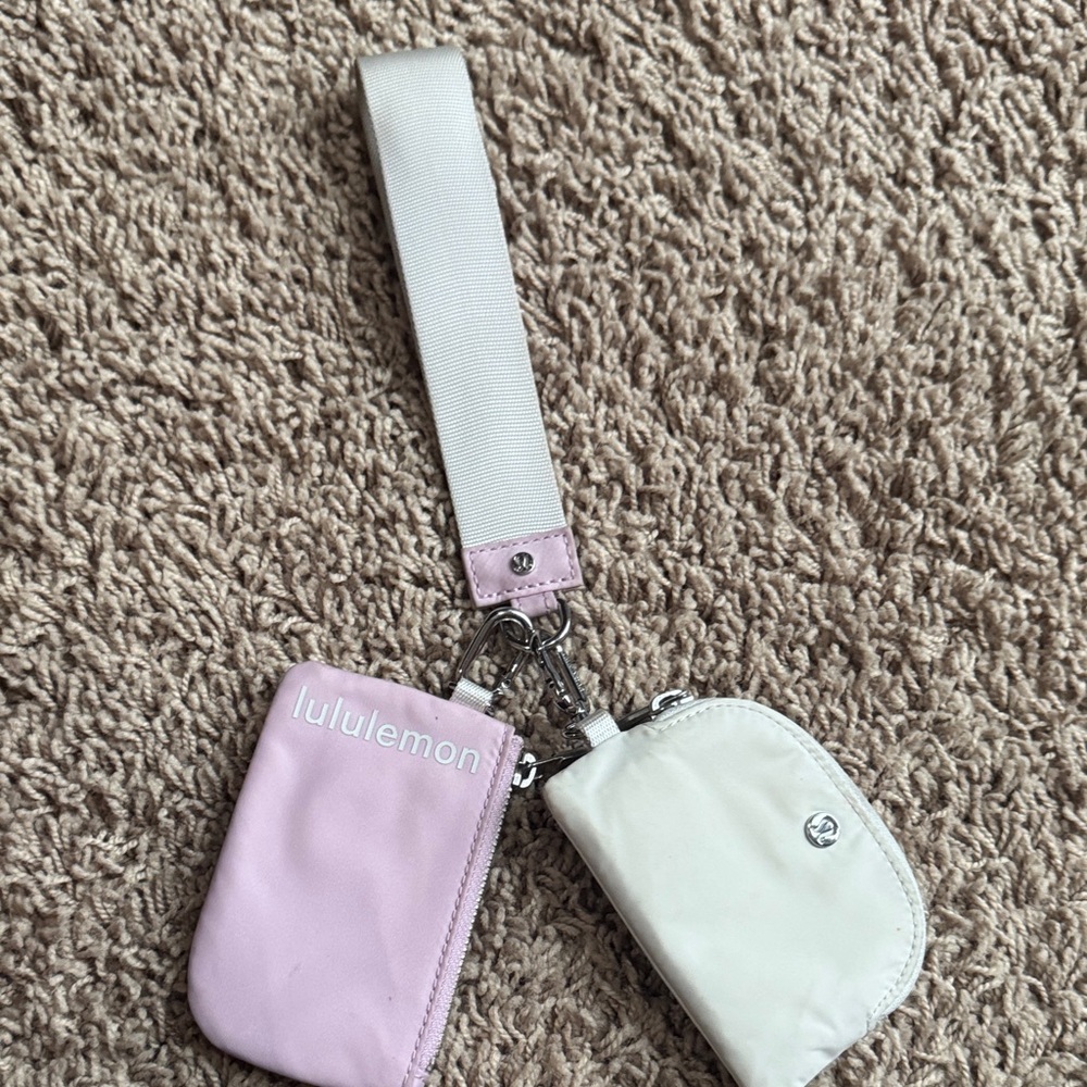 Lululemon Pink and White Wristlet